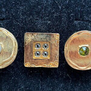 Gold tone and Crystal Adjustable Rings